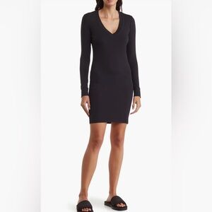 James Perse Black Long Sleeve vneck Dress Sz 3